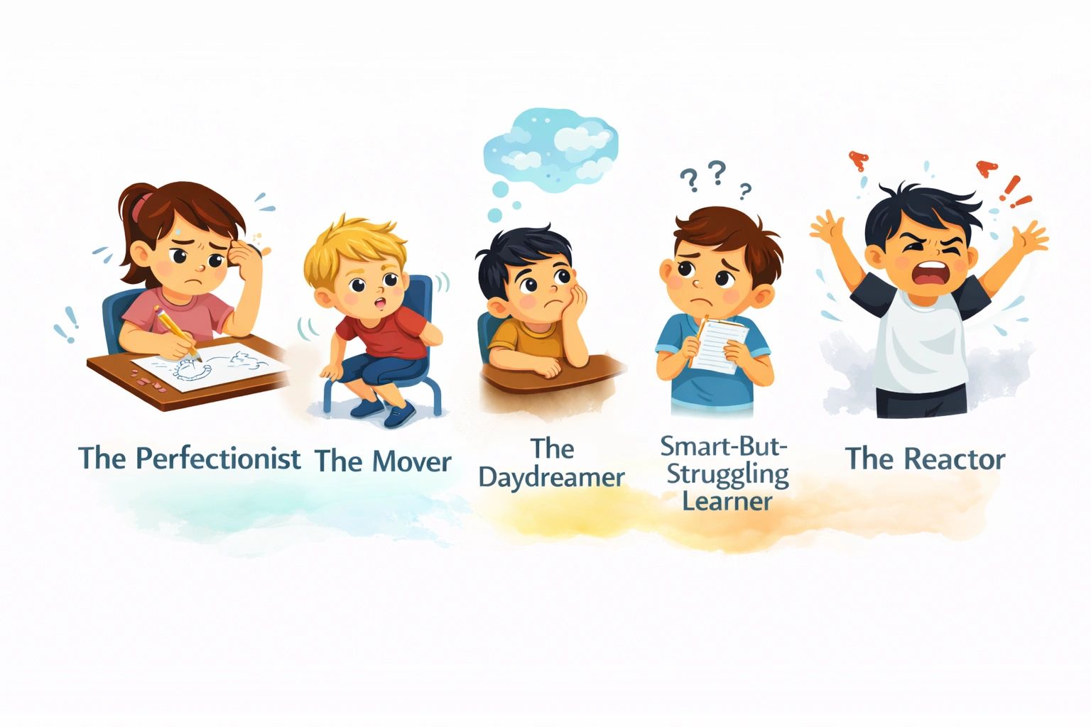Five struggling learners illustration